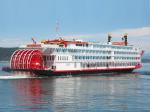 The Empress of the North is a 360-foot paddle wheel cruise ship that makes stops in Juneau, Skagway, Sitka, Petersburg, and Wrangell.