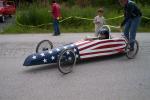 This gravity car from last year's race shows off its 4th of July stars and stripes